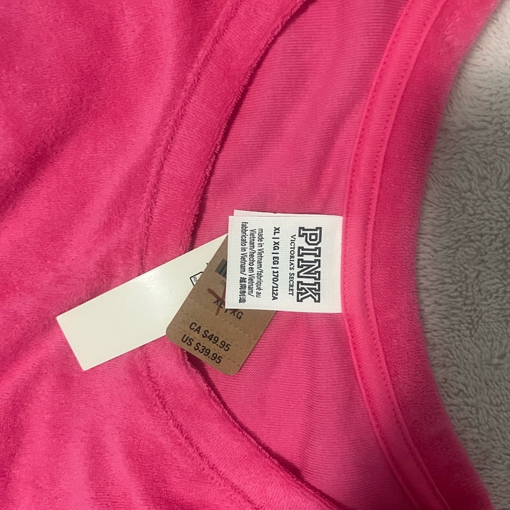 VS Pink XL Capri Pink Terry Cloth Ruched Tshirt Dress. cross posted